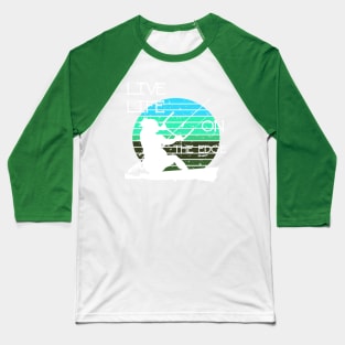 Vintage Sunset Retro Sunrise White Kitesurfer Silhouette 4 Baseball T-Shirt